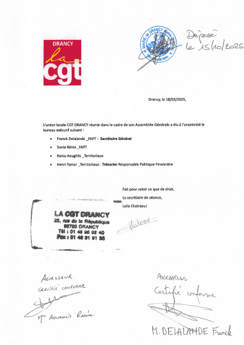 Drancy, bureau, union, locale, syndicat, inter, pro, 